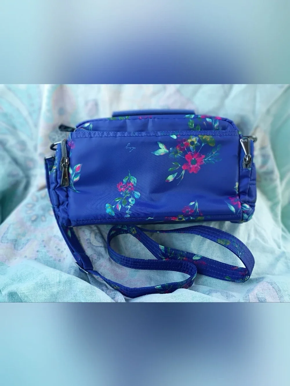 lug Trolley Crossbody Bag In Blue Floral
